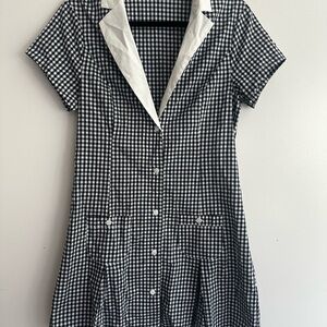 Frankie's Bikinis Black and White Checkered Mini Dress